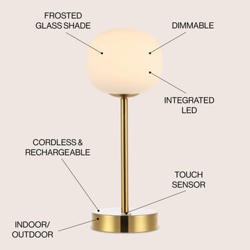 Natalia 12.25" Modern Minimalist Iron Rechargeable Integrated LED Table Lamp